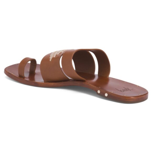 NEW BEEK Leather Brilliant Toe Ring Sandals Cognac for women 123mn - Picture 6 of 8